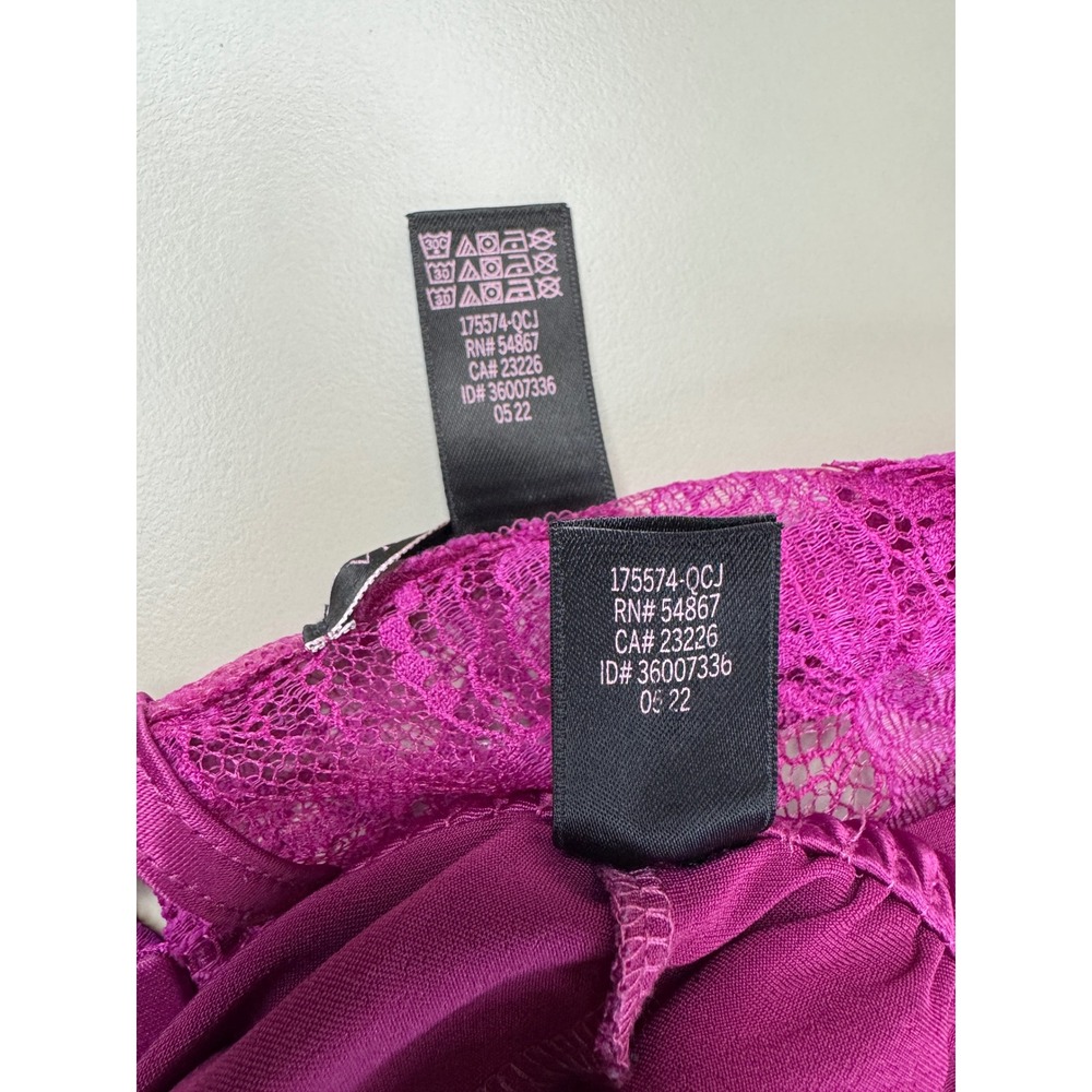 Victoria's Secret Satin Lace Pajama Set Women L Magenta Cami Shorts Boudoir Glam - Picture 7 of 14